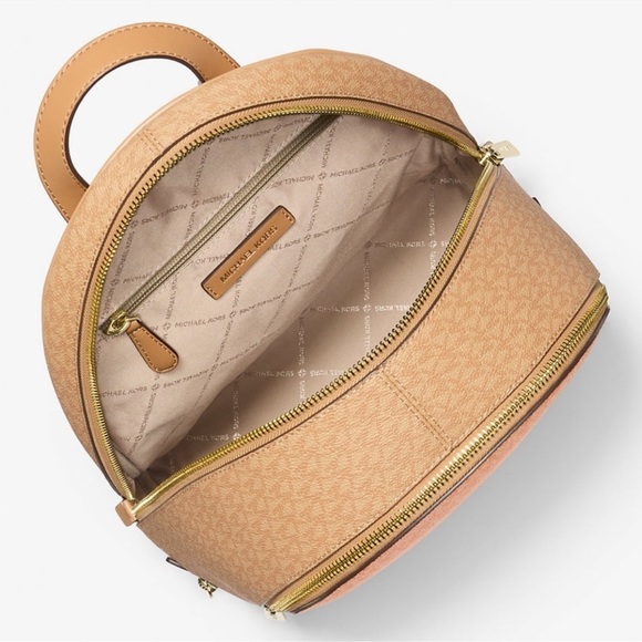 Michael Kors Rhea Medium Color-Block Signature Logo Backpack Pop Orange Multi - Picture 8 of 9